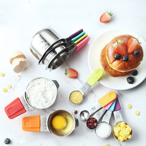 Tazas medidoras magnéticas de acero inoxidable 304, tazas medidoras coloridas con logotipo láser personalizado, juego de 5 cucharas - Product Image 2