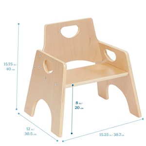 Silla Apilable de Madera de 8 Pulgadas para Niños Pequeños, Muebles Infantiles Naturales - Product Image 2