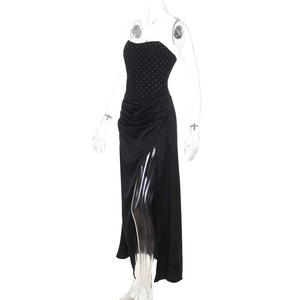 Abito da sera formale da donna stile Ins, con spacco laterale alto, vita cinata, vestibilità slim, <span class=keywords><strong>sexy</strong></span>, per serate e feste lunghe - Product Image 5