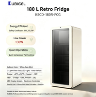 Réfrigérateur Kubigel 180L à double température avec porte vitrée, dégivrage automatique, affichage LED, thermostat numérique, refroidissement direct pour