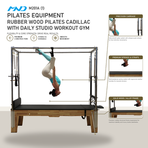 Equipo Profesional de Gimnasio MND Fitness Cadillac de Madera de Caucho para Estudio de Pilates en Porto Alegre - Product Image 1