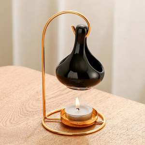 Romantic Gold Hanging Ceramic Aromatherapy Oil Diffuser <b>Fragrance</b> Burner <b>Candle</b> Tealight Holder Set for <b>Home</b> Decor Aromatic Oils - Product Image 5