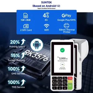 Suntek - Caja Registradora Portátil Moderna con Pago con Tarjeta de Crédito, Dispositivos POS Inteligentes con Impresora de Recibos de 58 mm - Product Image 4