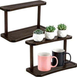 Wooden Two Tier Storage Rack For Cosmetic Jewelry <b>Desktop</b> Organizer <b>Shelf</b> - Product Image 5