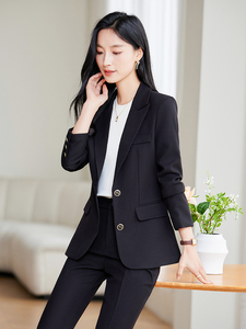 Da donna autunno inverno antivento in tessuto di alta qualità professionale cappotto da lavoro con bottone singolo chiusura a tinta unita completo completo - Product Image 5