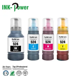 Mürekkep-güç 524 T524 Premium süblimasyon uyumlu Epson eko tankı yazıcı için renk pigmenti şişe dolum mürekkep