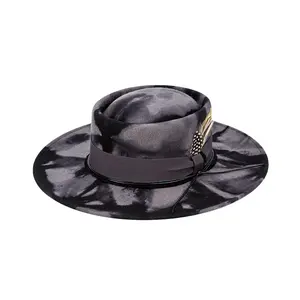 2022 OEM Модные Красочные шерстяные фетровые шляпы, овальная Корона, жесткие широкие поля для женщин, женская шляпа, оптовая продажа