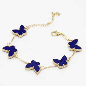 Yiwu yanyan jewelry co ltd gold plated butterfly bracelet jewelry adjustable acrylic lucky clover bracelet for women
