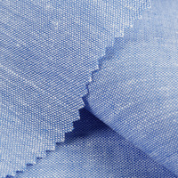 Tissu tissé léger en mélange coton-lin teint en fil bleu clair, écologique, pour vêtements formels et décontractés, et linge de maison pour hommes, femmes et enfants