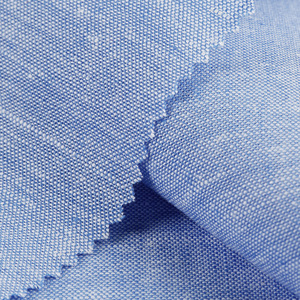 Tissu tissé léger en mélange coton-lin teint en fil bleu clair, écologique, pour vêtements formels et décontractés, et linge de maison pour hommes, femmes et enfants - Product Image 3