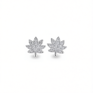 Boucles d'oreilles élégantes en forme de feuille d'érable, argent 925, cristal, strass, bijoux classiques pour femmes, à porter tous les jours - Product Image 1