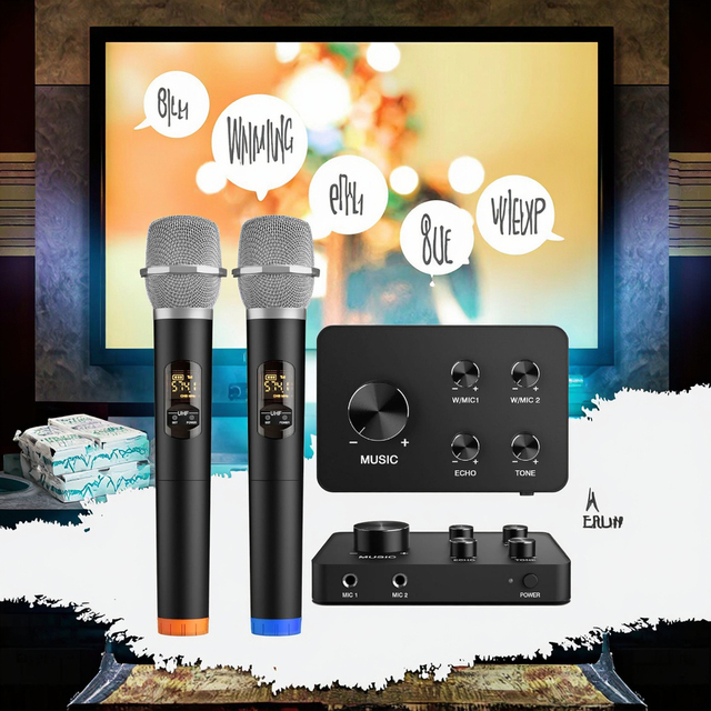 Wireless Dynamic Microphone Family KTV Handheld Karaoke Mixer DSP Crystal Sound Plastic Smart TV Amplifier