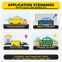 Juego de 5 Piezas de Herramientas para Reparación de Neumáticos de Auto y Moto, Parche de Emergencia Rápido con Cinta Adhesiva, Kit de Reparación de Emergencia para Vehículos