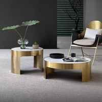 Tables basses de luxe au design nordique, ensemble de tables de salon modernes, plateau en marbre, table centrale et table d'appoint pour hôtel et usage domestique
