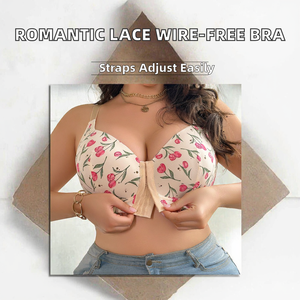 Lencería Romántica de Encaje para Mujer, Sujetador Push-Up con Copa Completa, Transpirable, Sin Varillas, Tirantes Ajustables, Cierre Frontal, Talla Grande - Product Image 2