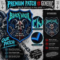 Écusson brodé personnalisé pour groupe de rock, patch tissé en forme de bouclier, patch heavy metal pour veste streetwear, sac à dos, chapeau, appliques