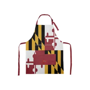Delantal personalizado para barbacoa con bandera de Maryland, babero de trabajo por sublimación, delantal de Maryland para restaurantes de cafetería
