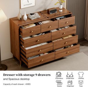<strong>Drawers</strong> Dresser for Bedroom, <strong>Tall</strong> Rustic Modern Chest <strong>of</strong> <strong>Drawers</strong> with Natural Texture, Storage Dressers Organizer for Bedroom - Product Image 6