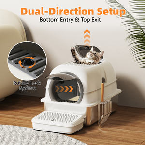 Geschlossene Katzen toilette aus XXL-Edelstahl mit Schaufel und abnehmbarem Deckel, große Kapazität, leicht zu reinigende Leckage, Geruchs kontrolle - Product Image 4