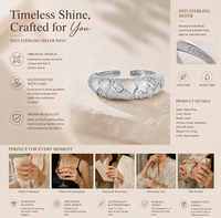 Anillo de Eternidad Ajustable de Plata de Ley 925 con Circonitas Trenzadas, Diseño Original, para Mujer, Joyería de Lujo para Boda, Regalo, Uso Diario