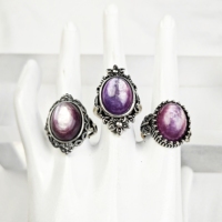 Gran oferta, anillo de Mica púrpura brillante con piedra de energía curativa Natural de cristal de alta calidad para regalo