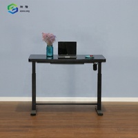 Pied de table électrique réglable en hauteur noir, bureau moderne en verre avec tiroirs