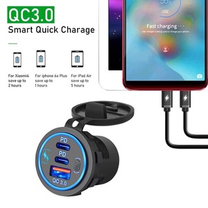 12V 24V Dual Port Car Charger PD3.0 QC3.0 USB Socket with LED <b>Touch</b> <b>Switch</b> for Car Motorcycle RV - Product Image 2