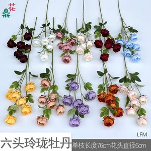 Arreglo Floral de Seda con Siete Cabezas de Peonía Delicada, Decoración para Bodas, 30cm-100cm, Ecológico - Product Image 4