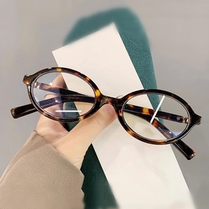 Gafas de Lectura de Óptica Delgada, Color Marrón Floral, Elipse Pequeña, <span class=keywords><strong>Lentes</strong></span> de Lectura Simples, <span class=keywords><strong>Anti</strong></span> Luz Azul, Presbicia +2.50 +1.50 para Mujer - Product Image 1