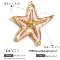 Pendentif personnalisé en acier inoxydable plaqué or 18 carats PVD, série Océan, poisson, étoile de mer, cœur, coloré, pour la création de bijoux DIY, cadeau
