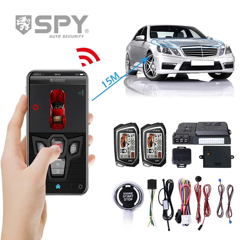 Sistema de alarma de coche inteligente PKE, Control remoto por aplicación de seguridad, arranque bidireccional, China SPY