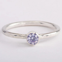 Nouveauté - Bague en argent sterling 925 pour femmes, romantique, vintage, halo, quartz lavande