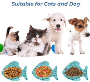 แผ่นรองเลียซิลิโคนกันสำลักสำหรับแมวรูปปลา พร้อมจุกดูดกันน้ำ ช่วยให้สัตว์เลี้ยงกินช้าลง ปลอดภัย ไม่เป็นพิษ ทนทาน - Product Image 3