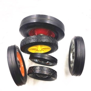 Custom cast iron wheel hub solid rubber shopping trolley wheels