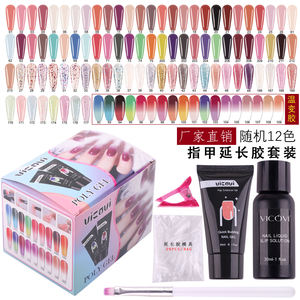 Ensemble <span class=keywords><strong>de</strong></span> 12 couleurs aléatoires en poly gel avec 20 moules <span class=keywords><strong>de</strong></span> gel d'extension et outils professionnels Kit <span class=keywords><strong>de</strong></span> gel d'extension d'ongle pour les amateurs d'art d'ongle - Product Image 1