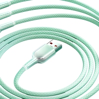 Kabel Pengisian Daya & Transfer Data Super Cepat 66W Ice-crystal Gradient Tiga-dalam-Satu USB-C USB-A Braided Jacket untuk Smartphone