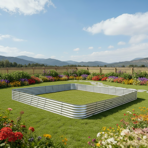 Prix d'usine Kits de jardinières surélevées carrées extra-larges en métal galvanisé, bac à plantes pour sol, pour usage en génie civil - Product Image 1