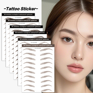 Nuevo diseño al por mayor <span class=keywords><strong>3D</strong></span> temporal impermeable gris marrón ceja tatuaje pegatina para maquillaje facial - Product Image 1