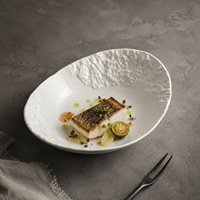 Assiette ovale en céramique de style nordique, compatible micro-ondes, pour légumes, fruits de mer/sashimi, cuisine française, raviolis, plats de viande braisée