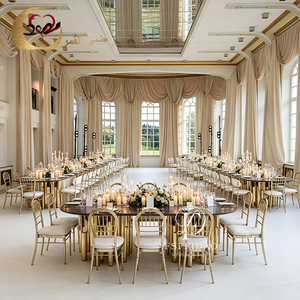 Tables de salle à manger ovales modernes en acier inoxydable et verre miroir pour mariages, maison, hôtel, cuisine, extérieur, appartement - Personnalisables - Product Image 4