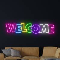 Meilleures ventes, prix de gros, enseigne de bienvenue LED extérieure personnalisée, imperméable, enseigne au néon personnalisée pour magasin