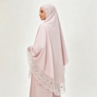 Ensemble Khimar en Organza pour Femme, Tenue de Prière Modeste, Vêtements Musulmans Islamiques, Longueur au Sol
