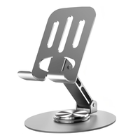 Support de téléphone portable tout métal en alliage d'aluminium pour diffusion en direct Rotation à 360 degrés Réglage pliable Tablette paresseuse Support de bureau