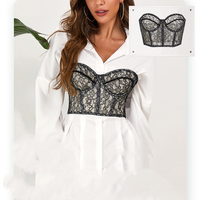 Bustier en dentelle naturelle pour femme, haut court, Sexy, Corset en maille et acier désossé, sans bretelles, Push-Up, nouvelle collection