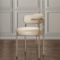 Chaise de salle à manger contemporaine de luxe en cuir microfibre avec pieds en acier inoxydable, mobilier minimaliste pour la maison, les hôtels, les bars et les ateliers