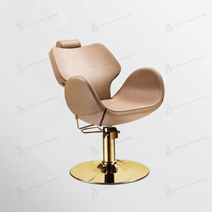 Fauteuil <span class=keywords><strong>de</strong></span> Barbier Professionnel <span class=keywords><strong>de</strong></span> Luxe en Cuir Marron Réglable – Chaise <span class=keywords><strong>de</strong></span> Salon <span class=keywords><strong>de</strong></span> Coiffure Dorée - Product Image 5