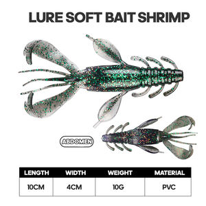 Señuelo de Pesca de Camarón Suave con Barba de 10cm 10g, Señuelo de Langostino de Plástico Blando, Gusanos Biónicos de Cangrejo de Río, Carnada de Plástico Blando Estilo Ned para Pesca - Product Image 2