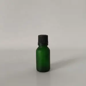 Wholesale essential oil glass bottle 10ml mini sample matte green vial with inner plug and screw cap