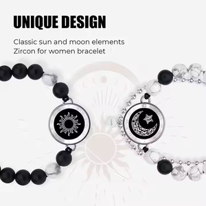 Pulsera de Cuentas de Ágata Natural Sol y Luna de la Marca <span class=keywords><strong>Totwoo</strong></span> al por Mayor para Parejas con Toque Táctil Regalos de Joyería Personalizada para Aniversario - Product Image 2