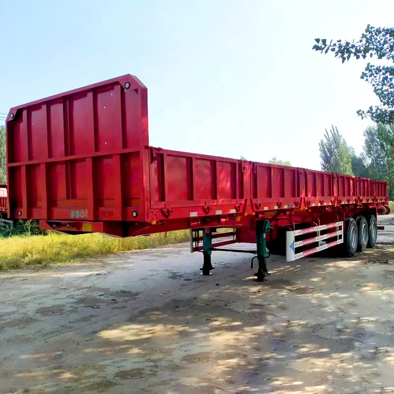 Semi-reboque de parede lateral para 3 eixos 13m pneus sem câmara de ar usados 30 toneladas em bom estado